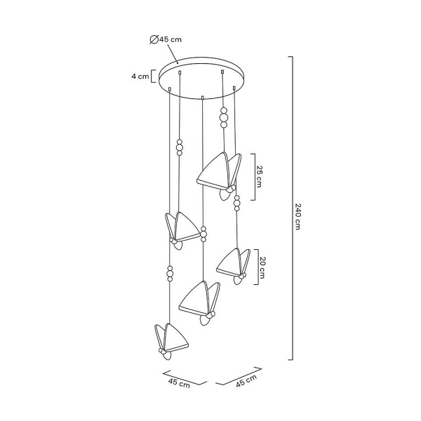 Lampa wisząca BUTTERFLY DISC 5 złota - Moosee